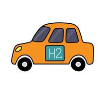 hydrogen fueled car hand drawn color illustration vector