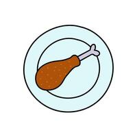 chicken drum hand drawn color illustration vector