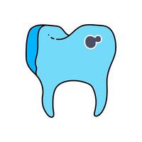 tooth with ache hand drawn color illustration vector