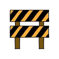 road warning sign hand drawn color illustration vector