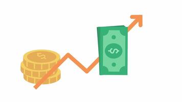 Money stock increase with arrow. Animated looping 4k in white screen video