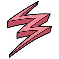 pink thunder hand drawn color illustration vector