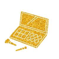 Travel make up kit drawing in gold color style vector