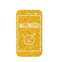 Digital covid 19 vaccine certificate drawing in gold color style vector