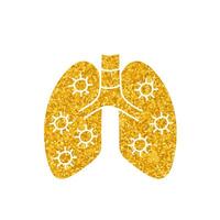 Virus infected human lungs drawing in gold color style vector