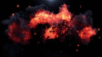 Explosive Energy with Bright Sparks and Fiery Flames on a Dark Background video