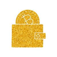 Bitcoin cryptocurrency wallet concept drawing in gold color style vector