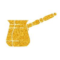Turkish persian traditional coffee making cup drawing in gold color style vector