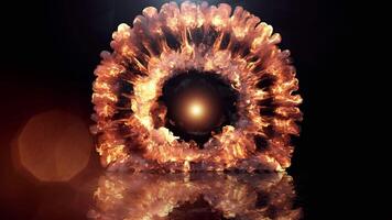 Dynamic Fire Ring Explosion With Abstract Lighting Effects in Dark Space video