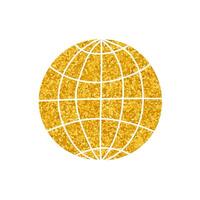 World drawing in gold color style vector