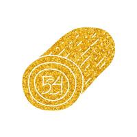 Single wood log with marking drawing in gold color style vector