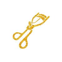 Eye lash tool drawing in gold color style vector