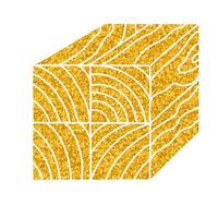 Wood post stacked marking drawing in gold color style vector