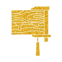 Two wood scraps glued and pressed by clamp drawing in gold color style vector