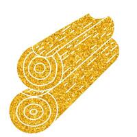 Cabin wood log stack drawing in gold color style vector