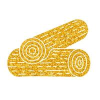 Cabin wood log corner stack drawing in gold color style vector