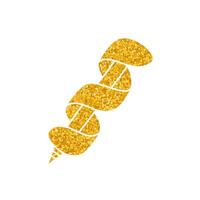 Wood hole point drill bit drawing in gold color style vector