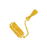 Paint roller drawing in gold color style vector
