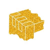 Wood finger joint drawing in gold color style vector