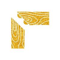 Corner wood joint using biscuit drawing in gold color style vector