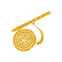 Wood log timber cant hook drawing in gold color style vector
