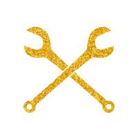 Woodworking table saw arbor wrenches drawing in gold color style vector