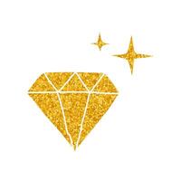 Diamond drawing in gold color style vector