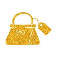 Designer bag drawing in gold color style vector