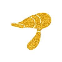 Hair dryer drawing in gold color style vector