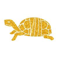 Injured tortoise shell carapace drawing in gold color style vector