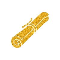 Parchment roll drawing in gold color style vector