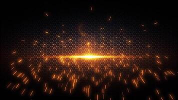 Sparks particles explosion on steel background for logo or text intro video