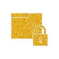 Folder lock drawing in gold color style vector
