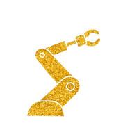 Robotic arm drawing in gold color style vector