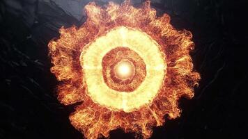 Sunburst Energy Explosion with Glowing Particles in Dark Background video