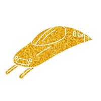 Bullet train drawing in gold color style vector