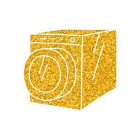 Electric washing machine drawing in gold color style vector