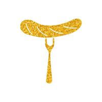 Sausage drawing in gold color style vector