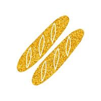 Baguette bread drawing in gold color style vector