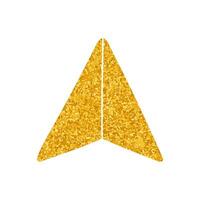 drawing in gold color style map pin arrow head vector