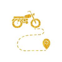 drawing in gold color style map motorcycle route vector