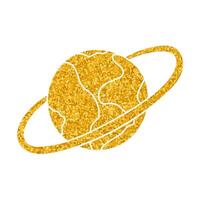 drawing in gold color style global business icon vector