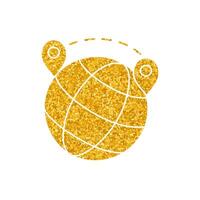 drawing in gold color style map pin route on globe icon vector