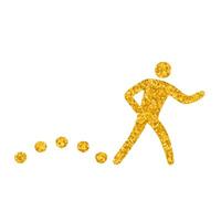 drawing in gold color style map walking route icon vector
