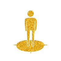 drawing in gold color style map standing person direction icon vector