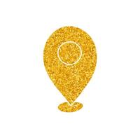 drawing in gold color style map pin icon vector