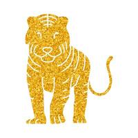 drawing in gold color style tiger vector