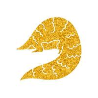 drawing in gold color style pangolin vector