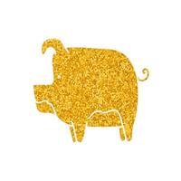 drawing in gold color style pig vector