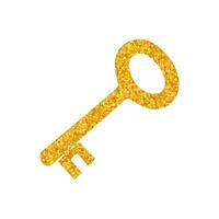 Key drawing in gold color style vector